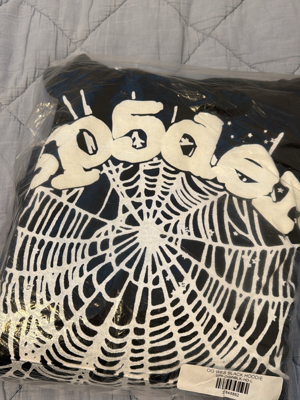 OG Web Black Hoodie Blanket Throw — Black with White Web Graphic
